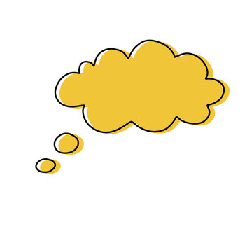 Thought Bubble Illustration &ndash; Yellow Cloud Comic Thinking Message Text Box