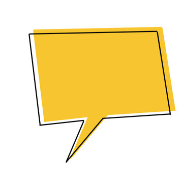 Rectangular Speech Bubble Illustration &ndash; Yellow Chat Message Text Box Comic Style
