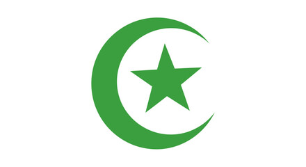 Green crescent moon star symbol. © niswa