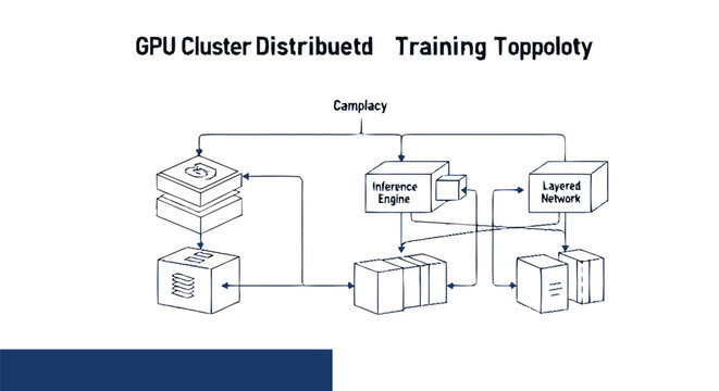 GPU Cluster Distributed Training Topology Diagram Illustration.