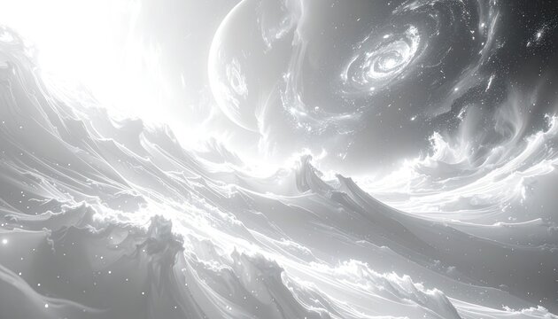 Ephemeral luminescence, celestial currents, and infinite expanse.