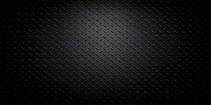Dark steel diamond plate texture background with industrial metal pattern, black tread surface, rugged steel sheet, modern grunge design backdrop