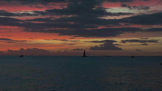 After sunset. Magic Island Lagoon, Ala Moana Regional Park, City of Honolulu, Ohau, Hawaii. Pacific Ocean