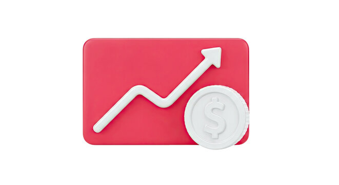 3D Render of a Growing Financial Chart with a Dollar Coin