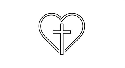 Obraz premium Heart with cross symbol christian faith icon love and religion concept heart shape with cross inside spiritual love symbol
