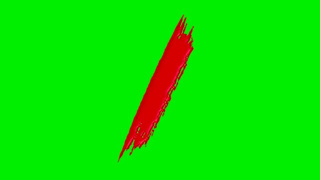 Alphabet collection with liquid red paint brush strokes on a green screen background.