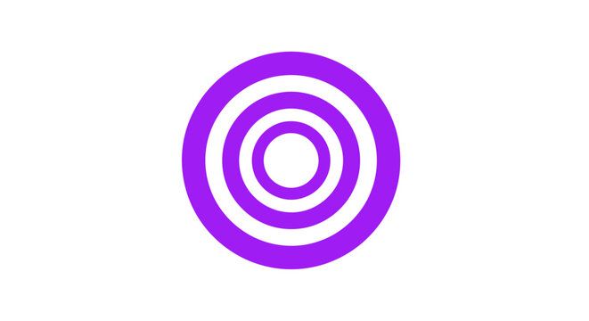 Purple concentric circles abstract target symbol on white background