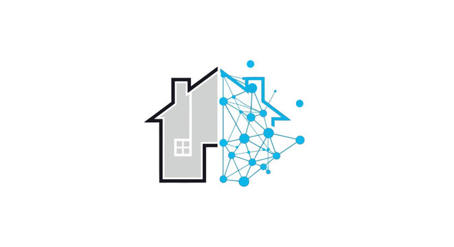Smart home data network logo concept illustration