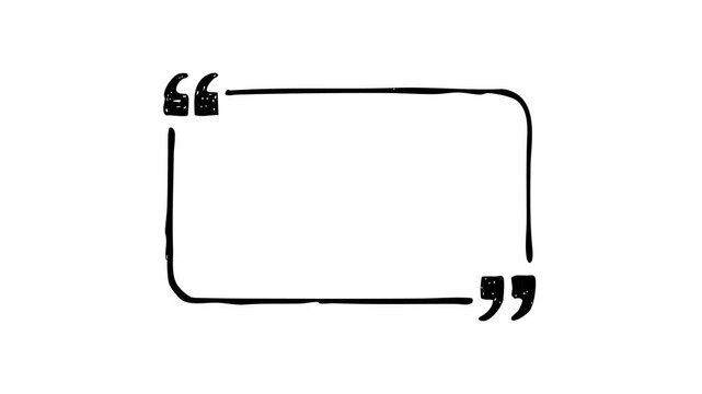 Minimalist, hand-drawn, black, quotation, mark, frame, on, white, background, perfect, for, testimonials, quotes, and, creative, video, storytelling, highlights, with, wiggle, effect.

