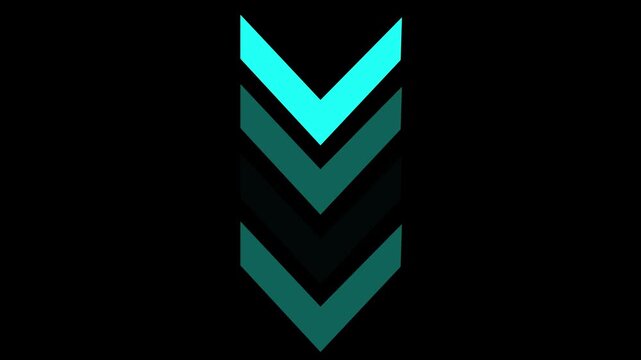 Up to Down -directional arrow loop animation .Arrow sign animated on black background. 