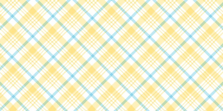 Seamless pastel plaid pattern with yellow, blue, and green diagonal lines on a soft background. Classic checkered textile design, perfect for fabric, wallpaper, and wrapping.
