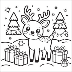Fototapeta premium Kawaii Penguin Christmas Caroling Coloring Page Printable for Kids | Cute Holiday Line Art | Instant Digital