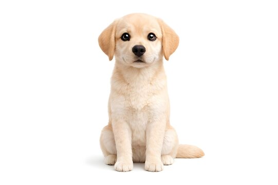 Labrador Retriever dog sitting, realistic style animal isolated on white background