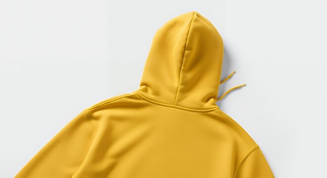 Yellow unfolded hoodie mockup png back view hoodie mockup clothing design fashion casual hoodie isolated blank apparel cotton template