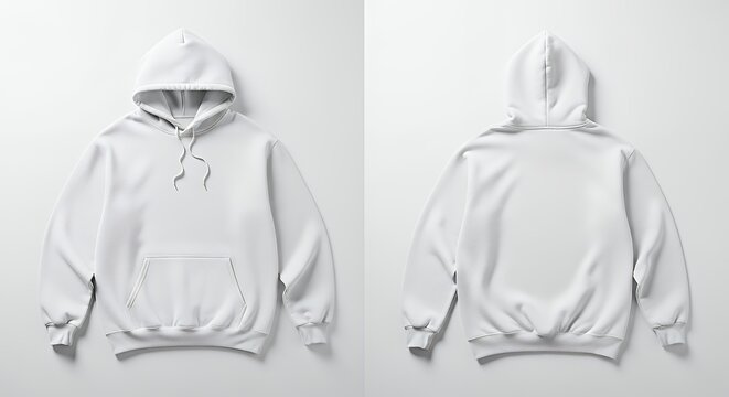 White hoodie mockup front and back displayed  concept white hoodie mockup front back displayed hoodie mockup clothing design fashion casual hoodie isolated blank apparel cotton template