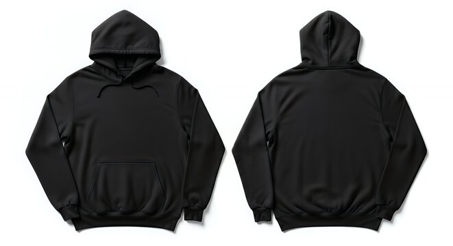 Blank black hoodie mockup  front and back view  casual wear fashion design apparel moc hoodie mockup clothing design fashion casual hoodie isolated blank apparel cotton template