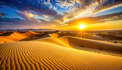 Naklejka premium Golden expanse beneath a radiant sky