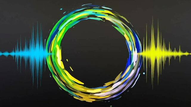 Colorful sound wave circle animation.
