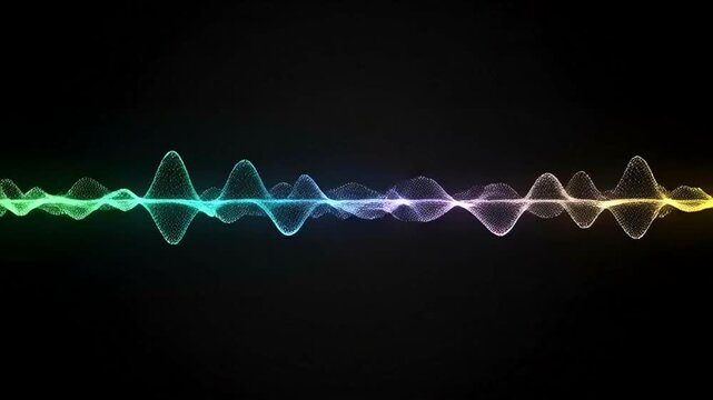 Colorful sound wave on black background.