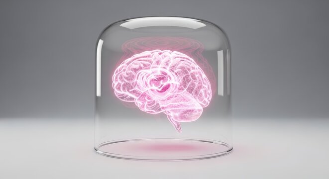 Brain in glass jar isolated neuroscience.