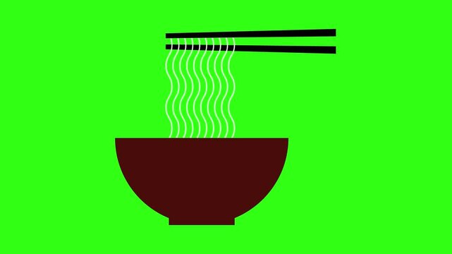 Eat noodle with chopstick animation