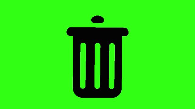 Black trash bin symbol animation