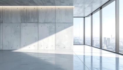 Fototapeta premium Concrete expanse, luminous reflection, urban vista, serene stillness