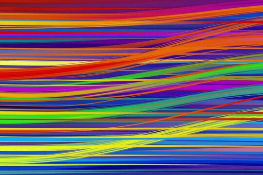 a colorful striped background with a black border