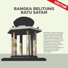 Bangka Belitung Batu Satam Monument Vector Illustration Billiton Stone Meteorite Landmark Icon Indonesian Heritage Tourism Design Rare Stone Statue Architecture Travel Destination Symbol © Aryanto