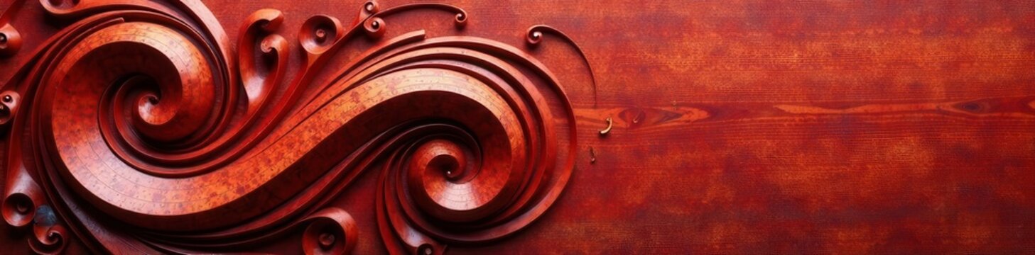 Swirling curly figure in polished padauk wood , close-up, material