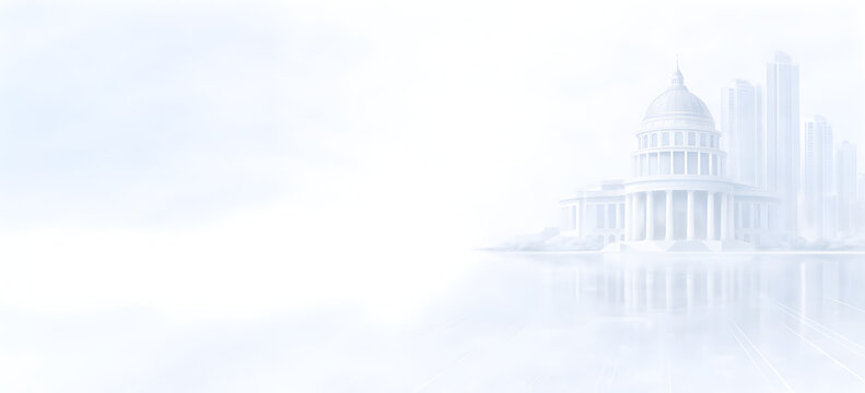 Professional Illustration of the United States Capitol Government Building with Clean Corporate Template Layout and Modern Civic Design