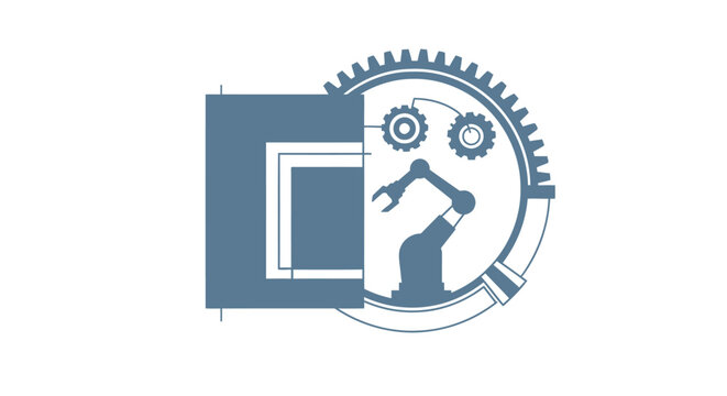 Industrial Automation Concept - Robotic Arm and Gears Representing Technology.