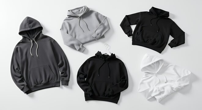 Set of hoodie isolated hoodie mockup clothing design fashion casual hoodie isolated blank apparel cotton template