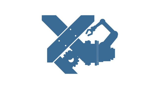 Industrial Automation Logo - Robotics, Gears, and Mechanical Engineering.