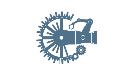 Obraz premium Industrial Automation - Robotic Arm and Gears Representing Modern Technology.