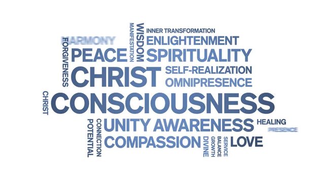 Christ Consciousness animated word cloud-text design animation tag kinetic typography seamless loop.