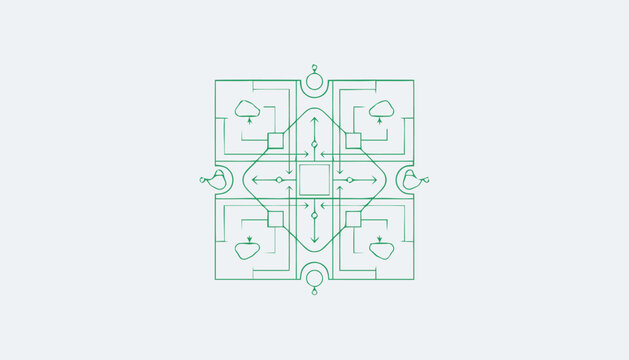Minimalist Architectural Blueprint of a Square Building Design.