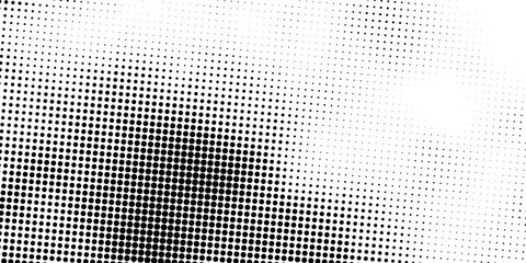 Wavy halftone grunge gradient texture. Pixelated noisy wave pattern background. Black dotted grain grit wallpaper. Fading sandy dots comic overlay. Rasterized pixelated anime or manga backdrop. Vector © devi