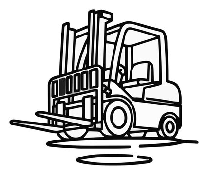 Minimalist continuous line forklift icon. Generative AI