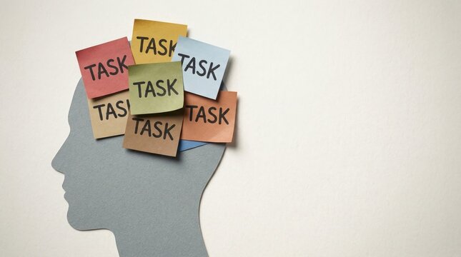 Overwhelmed Mind: A visual representation of a mind burdened by numerous tasks, illustrating the challenges of managing multiple responsibilities and the feeling of mental overload.