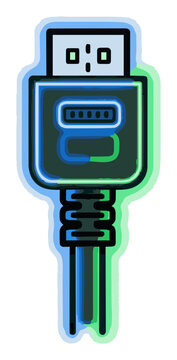 Minimalist displayport cable outline icon. Generative AI