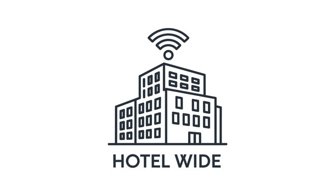 Hotel building icon with wifi signal