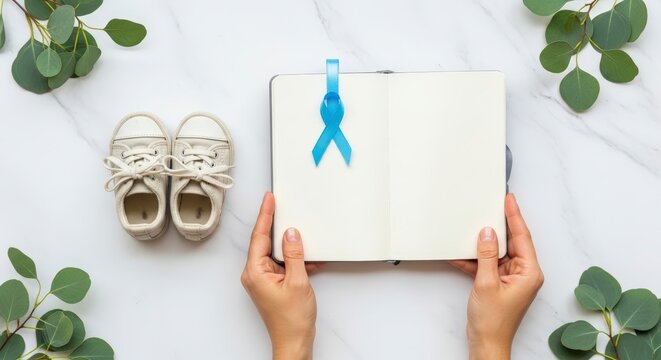Pregnancy announcement with baby shoes.