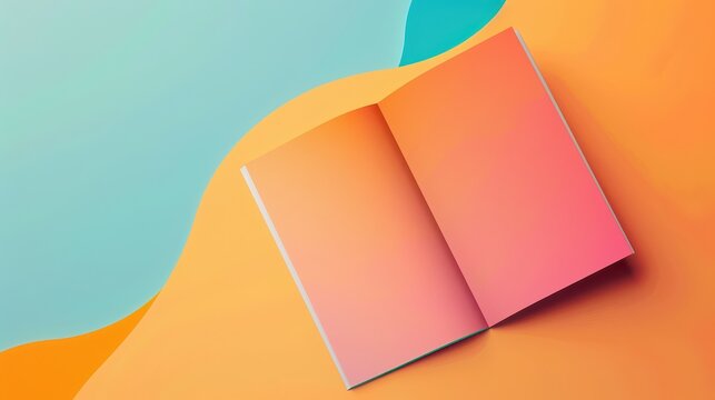 Open book mockup on colorful background.