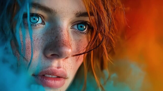 A captivating portrait with vibrant colors conveying introspection and a sense of mystery. Ideal for marketing campaigns, editorial content, or websit