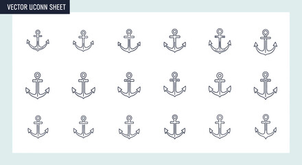 Fototapeta premium Nautical Anchor Icons Set - Vintage Marine Symbol Collection
