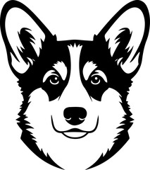 Welsh Corgi dog head silhouette vector illustration (6) © Nasima