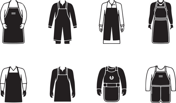 Apron uniform styles for various professions and work environments.