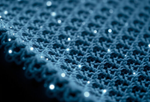High-tech smart fabric with embedded fiber optic threads for wearable tech.