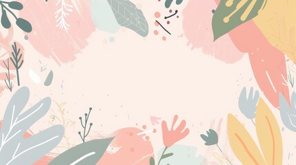 Fototapeta premium Pastel floral frame with blank space for text or images.